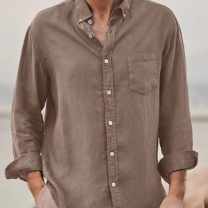 Heren Modieus Outdoor Kleur Revers Lange Mouw Shirt | Casual Pasvorm, Geschikt voor Dagelijkse Uitjes, Lente/Herfst Seizoen