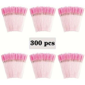 100st/300st Wegwerp Mascara Borstel, Kristallen Wimperborstel, Spoolie Borstel Geschikt voor Wimperverlenging Wenkbrauw Mascara, Make-up Borstel Applicator