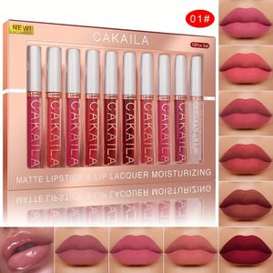 CAKAILA 10-delige Matte Lip Gloss Lipstick Set, Langdurig, Waterdicht, Cup, Non-Fade Vloeibare Fluweel, Rode Tinten, Alle Huidtypen, Volwassen Gebruik, , Beauty Persoonlijke Verzorging