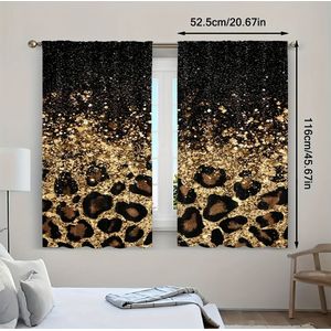 TEMU 2 stks moderne gouden leeuwenprint glimmende gordijnen - wassbare polyester, design met stangzak voor woonkamer, slaapkamer, keuken en eetkamer (geen stang inbegrepen), gordijnen voor woonkamer