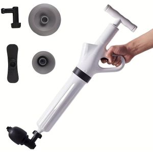 Krachtige Afvoerpijp Jet Kit, 5 Maten Nozzles en Drukmeter, Geen Elektriciteit Nodig, Hardnekkige Toilet/Wastafel/Douche Verstoppingen, Belastbaar Duurzaam ABS Gereedschap