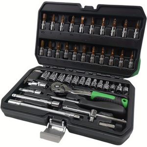 46- Ultieme Automechanicus Gereedschapsset - Premium Ratelsleutel & Diverse Schroevendraaierset - Ultradraagbaar, Alles-in-Eén Oplossing voor Auto-, Fiets- en Motoronderhoud