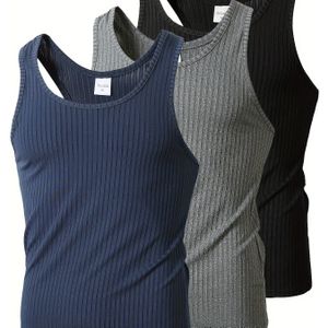 3 stuks Heren Mouwloos Hemd, Actieve Ronde Hals Mouwloos Hemd, Herenkleding Voor Zomer Buitenshuis