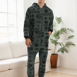 25AW ' Winter Pluche Full- Pak - Zware Militaire Groene Onesie Pyjama met Capuchon, Rits Sluiting & Losse Pasvorm | Wasmachinebestendige Thermische Slaapkleding voor Koud Weer, voor Tieners