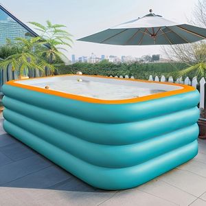 TEMU opvouwbare opblaasbare zwembad voor volwassenen - Duurzaam dik PVC, krassenbestendig, geen nodig - & Orange, perfect voor zomer tuin & buiten gebruik, opblaasbaar zwembad