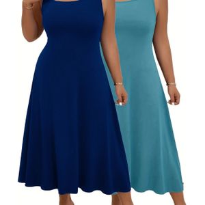 Plus Size Dames Tweedelige Elegante Jurk met Lange Rok in Kleur zonder Schouders