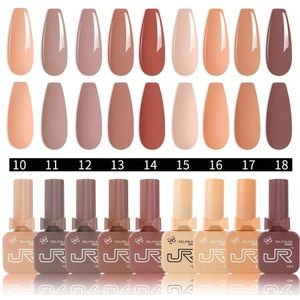 JR 9-delige Gel Nagellakset van 15ml Inclusief Rood, Roze en Nude - LED Thuismanicure Salon DIY Basislak met Verwijderbare Kleurmatchende Flessendoppen