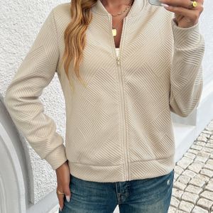 Elegante zwart jack voor dames - Casual met ritssluiting, standaard kraag, lange mouwen en voorzieningen voor lente en herfst, casual bovenkleding | Elegante jas | Jack met ritssluiting