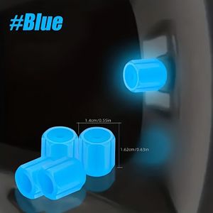 4 stuks Fluorescerende Ventieldopjes, Waterdichte -the-Dark PVC, Universele Pasvorm, Diverse Kleuren, voor Nachtzichtbaarheid en Bescherming