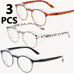 3 Stuks Ovaal Vormige Beschermende Bril, Mannen En Vrouwen Bril, Anti Pollen, Anti Splashing, Windproof, Stofproof, Oogbescherming