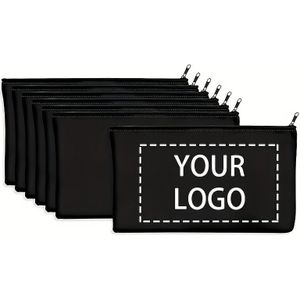10// Pack Canvas Unisex Zipper Pouches, Black & White, Customizable Logo, Cosmetic Bag For Makeup Storage, No Fragrance
