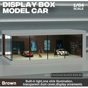 1pc Waveist 1/64 Scale Diecast Model Car Display Box With Light, Manual Operation, Abs Material, Single Pack - In Brown, Blue, Black Styles For Scene Simulation And Gifting