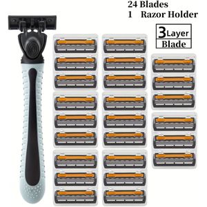 Klassieke 3-laags Roestvrijstalen Veiligheidsscheermes Set met Shield - Antislip Grip, Inclusief Houder & Vervangende Mesjes - Vintage Nat Scheerervaring voor Gladde, Haarvrije Huid, Scheermes