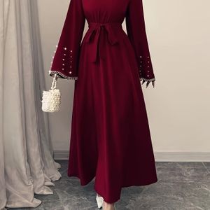 Maxi-Jurk met Hoge Nek, Kleur en Vintage Ontwerp voor Buikbedekking in Midden-Oosterse Stijl
