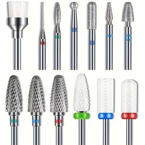 Diamantcarbide Nagelboorbits Set: 3/32" Nagelbits voor Acrylnagels, Cuticule, Nagellakverwijderaar, , Gelnagels, Manicure, Pedicure - Laag Allergenisch, ablinsite Merk