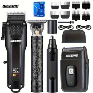 WEEME 4- Elektrische Haartrimmer en Baardtrimmerset, Haarknip- en Stylinggereedschap voor Mannenverzorging, Professionele Kappersset voor Thuis of in de Salon, Draagbaar en Oplaadbaar via USB
