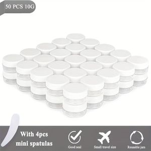 50-Pack 10g Monsterpotjes met Deksels en 4 Make-up Spatels, Navulbare Cosmetische Potjes, Plastic Make-up Containers, Lipscrub Potjes, Beauty Producten