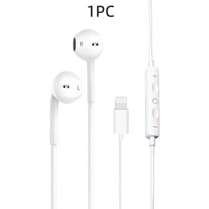 Bedrade koptelefoon met ingebouwde microfoon en volumeregeling, plug-and-play, compatibel met iPhone 14/13/12/11 Pro Max/Xs/Xr/X/7/8 Plus, wit