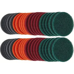 40pcs 3-inch Scouring Pads For Furniture & Auto Detailing - Rust Removal, Polishing, And Sanding - Nylon Fiber, Aluminum Oxide Grit, Non-electric, Ideal For Metal, Wood, And Paint Restoration