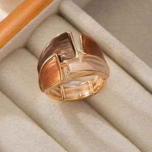 Verstelbare brede vrouwenring met geometrisch - zinklegering met emaille afwerking, geschikt voor casual kleding en feesten