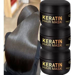 3 stuks GZE Keratine Haarmasker - Diepe Conditionering Verrijkt met Arganolie en E - Parabeen- en Sulfaatvrij voor Splijtende Haarpunten Anti-Brekage