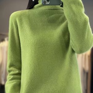 Vrouwen wollen trui met coltrui, lange mouw, kleur, slim fit, micro-elastische stof, lengte - Modieuze herfst/