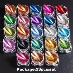 23-delige Metallic Chrome Nagelpoeder Set Y2K Glitter Vlokken Manicure Accessoires