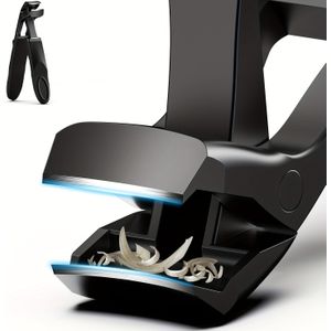 Schuine Teen Nagelknipper voor Brede Kaakopening, Stevige Nagelschaar met Opvangbakje, Hoofd Roestvrijstalen Lange Handvat Nagelknipper met Groot Open Greep Manicure Tang Zwart