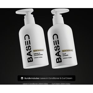 BASED Krullend Haar Duo – Curl Cream + Conditioner met Agave, Castorolie & Eiwit – Hydraterend, Medium Hold, Schone Verzorging voor Getextureerd Haar
