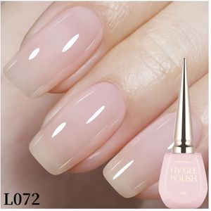 Melkachtig Roze Gel Nagellak - Licht Natuurlijke Kleur, Transparante Neutrale Nude Gel Polish - Langhoudende Jelly Pink Soak Off UV Gel voor Thuis Manicure en Nail Art 0.51oz