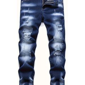 Heren Casual Gescheurde Jeans, Chique Medium Stretch Denim Broeken