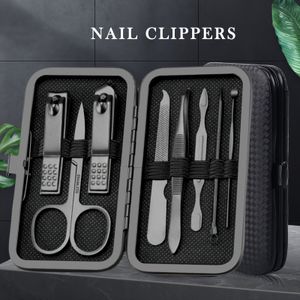 Zwarte Nagelknipset, Roestvrijstalen Nagelknippers voor Mannen, Exfoliërende Oor Scoop Kit, Hand- en Voetverzorgingscombo, Nagelverzorgingskit, Nagelverzorgingstools
