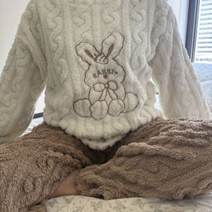 Winterpajama's Van Coral Fleece Voor Dames, Warme Loungekleding, Bovenkleding, Lekker Stretchige Verdikte Lange Robe Casual Open Cardigan Set