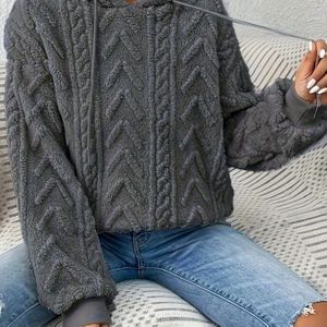 Plus Size, Dames Winter Warme Hooded Jas met Gezellige Capuchon - Elegante Midden-Oosterse Stijl Swe Coat Geschikt voor Alle Seizoenen, Wasmachinebestendige Buitenjas