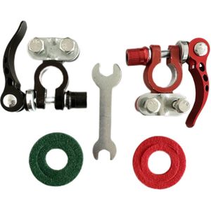 2-Pack Aluminium Legering Snelle Ontkoppeling Auto Accupool Klemmen, Positieve & Negatieve Kabeluiteinden voor Voertuig Accu Ontkoppeling, Zonder Accu