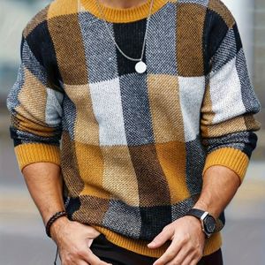 Casual sweater voor heren - Gezellig pullover met ronde hals, , beige, zwart en wit , losse pasvorm, warm voor herfst en winter, dagelijkse , sweater vest