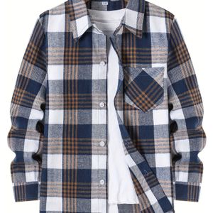 Jongens Klassiek Geruit Flanellen Overhemd