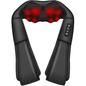 WERTYI Shiatsu Nek- en Rugmassager, 3-Snelheden Elektrische Schoudermassager, Rug, , Schouder- en Nekmassagekussen, 3D Knijpende Diepe Weefselmassager - Het Geschenk Voor Mannen en Vrouwen