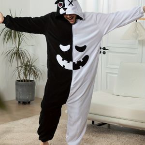 Heren & Unisex Berenkostuum Pyjama met Capuchon & Zakken - Lange Rits Eendelige Slaapkleding, Wasmachinebestendig Tweekleurig Berenoutfit voor Kerst, voor Thuis & Buiten - Originele Slaapkleding