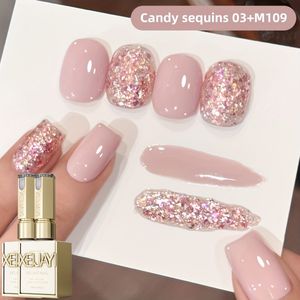 Glitter Nagel Trend 2025 Holografische Nail Art Kleur Pailletten Set van 2, 15ml Magnetisch Nagelgel Soak LED Gel Salon Vrouwen's Nagelkunst Gereedschap Mode Nagelgel