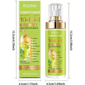 100g ROZINO 10-IN-1 Keratine Haarmasker | Instant Gladmakend & Anti-Pluis, Hydraterend, Hittebescherming, Pluisvrij, Lichtgewicht & Niet-Vettig, Ideaal voor Normaal Haar