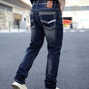 Retro Slim Fit Geborduurde Stretch Jeans voor Heren