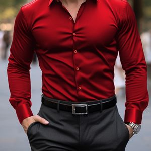 Herenmode kleur revers knoopshirt, polyester, skinny fit, , licht stretchstof, 120g/m², geweven, met knoopdetails