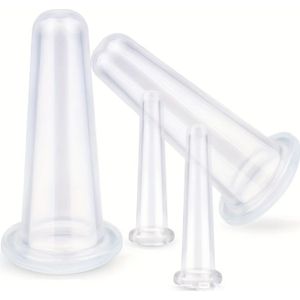 4 stuks Siliconen Gezichtsbrandbeker Vacuümreductie Oogcupping Apparaat