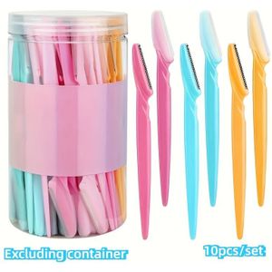 10-delige Deluxe Gezichtshaar Verwijderingskit met Veiligheidsdoppen - Premium Roestvrijstalen Trimmers, Ergonomisch Ontwerp & Reisetui, voor Wenkbrauwvorming, Lichaamsverzorging