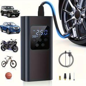 Draagbare Auto Luchtcompressor met Digitale Drukmeter & LED Licht - USB Oplaadbaar, 36V , Lithium Batterij, Geen Ontlading Functie, voor Autobanden, Motorfietsen