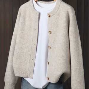Dames Herfst-Winter Enkelrijige Casual Cardigan, Kleur Zachte Ronde Hals Jas