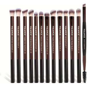 MAANGE 13-delige Make-up Kwastenset - Inclusief Oogschaduw, Lippen, Wenkbrauw & Wimper Kwasten - Perfect voor Beginners, Reisvriendelijk met Aluminium Buisjes