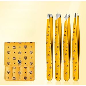 4 stuks precisie roestvrijstalen wenkbrauw pincetten set, kleine haarentferner pincetten voor wenkbrauwen en snor, non-elektrisch, alcoholvrij haarentferning gereedschap kit