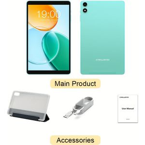 Teclast P85 Tablet 8-inch IPS, Vijfkern A333 3GB+6GB Extra RAM 64GB Opslag, 15 Systeem, Type-C Opladen Eénhandbediening, Wi-Fi 6 2.4G+5G, Dun & Licht Mintgroen